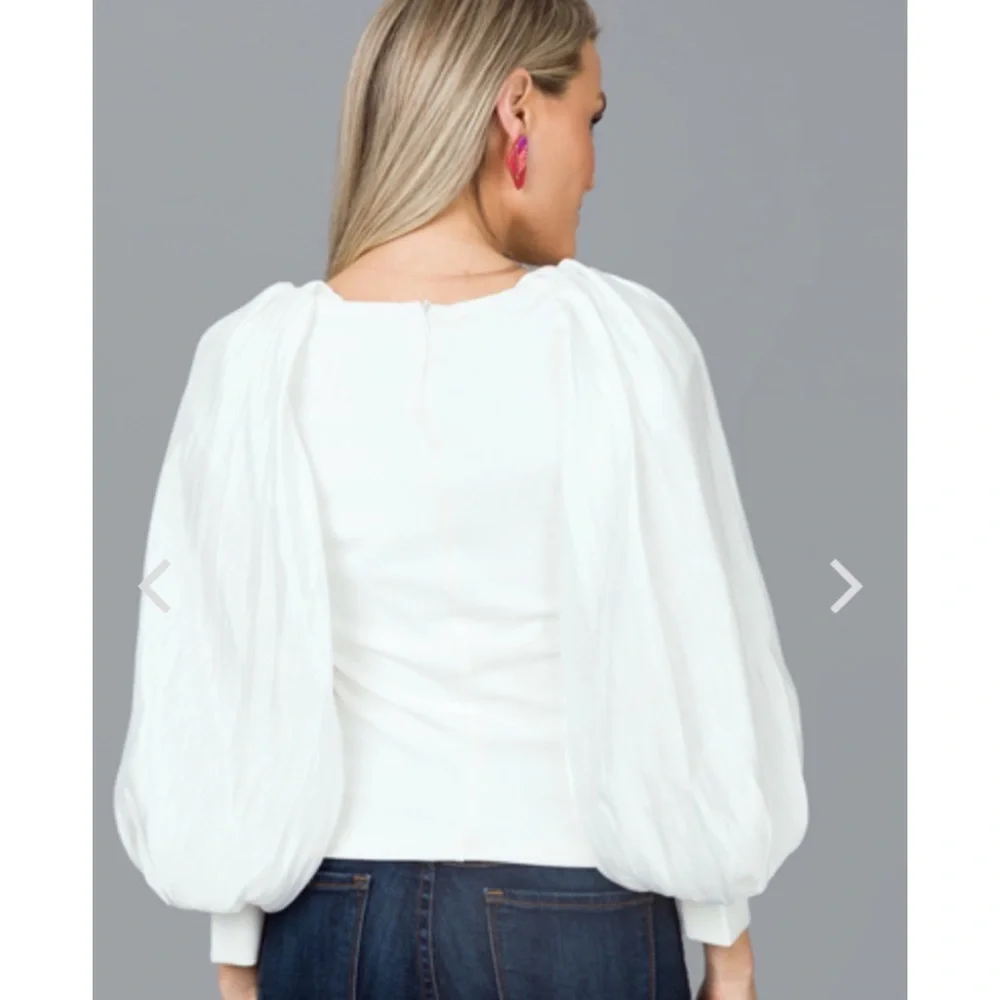 NWT Boutique Statement Sleeves Blouse Off White/Ivory Size Small - Picture 6 of 6